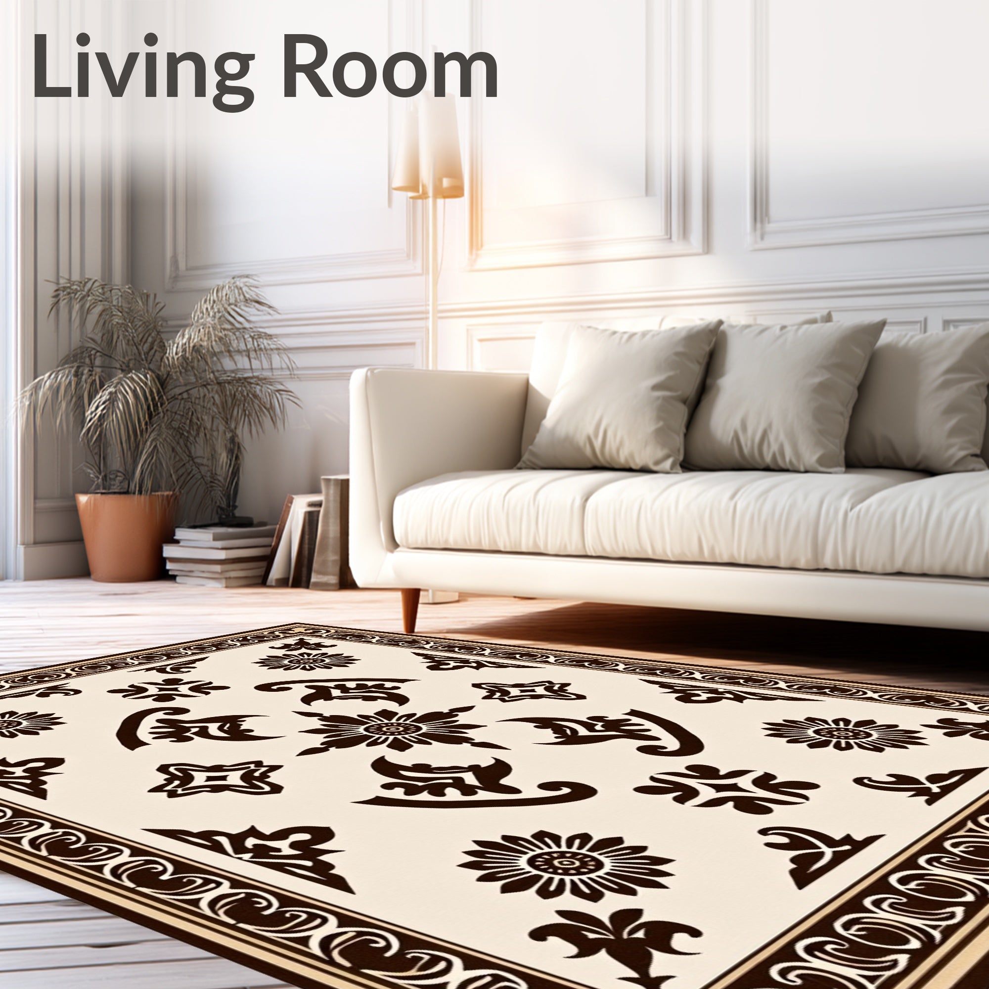 Elegant Intricate Floral Medallion Design Rug