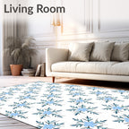 Light Blue Floral Snowflakes Repeating Rug