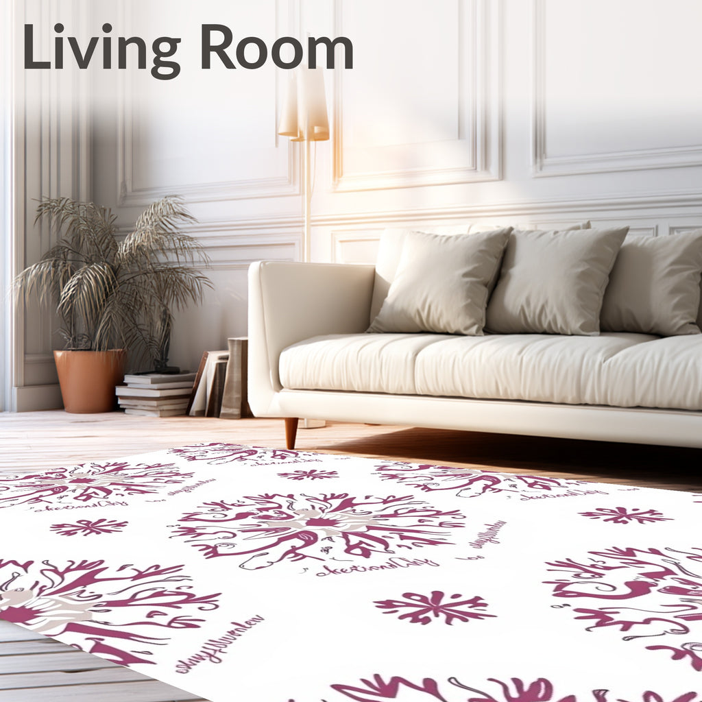 Crimson Floral Mandala With Script Rug