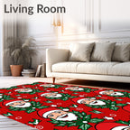 Festive Red Santa Laurel Wreath Carolers Rug