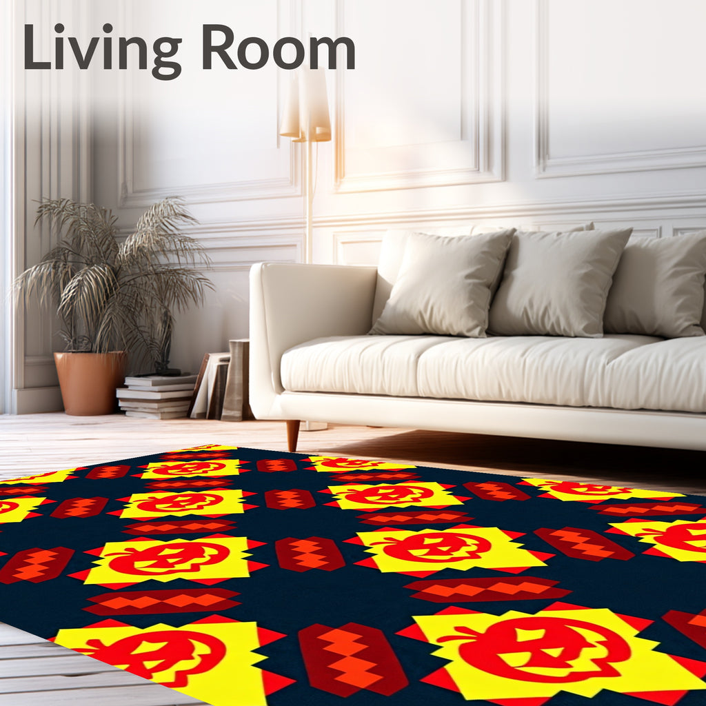 Jack O Lantern Pixel Pattern Rug