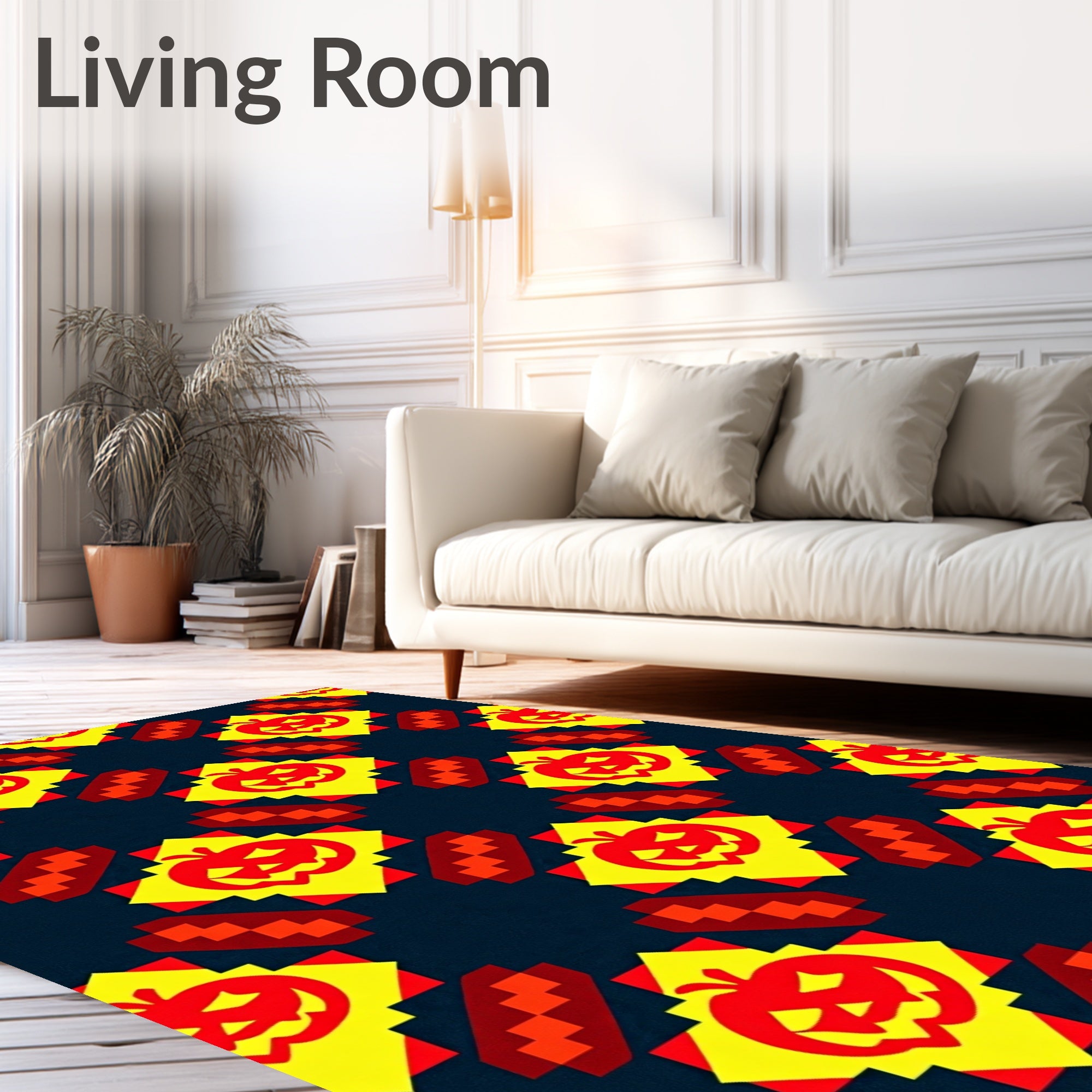 Jack O Lantern Pixel Pattern Rug