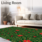Red Flower Vine Pattern Rug