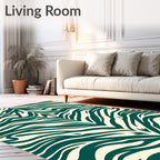 Teal Cream Zebra Stripe Pattern Rug