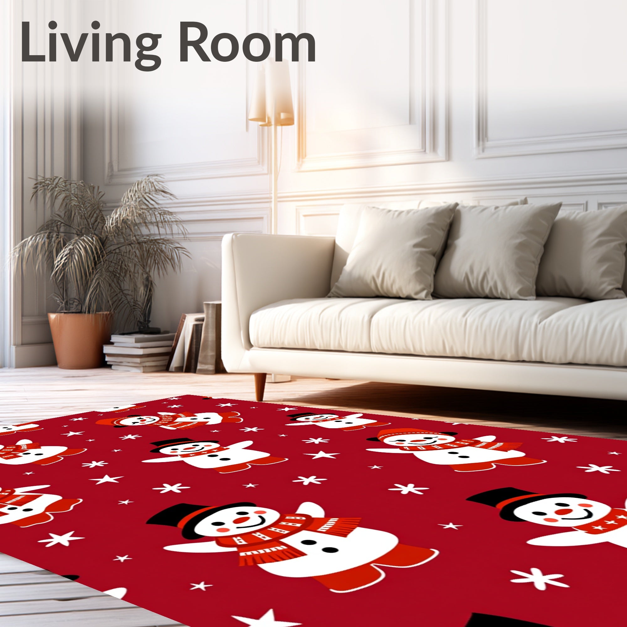 Cute Snowmen Star Pattern Rug