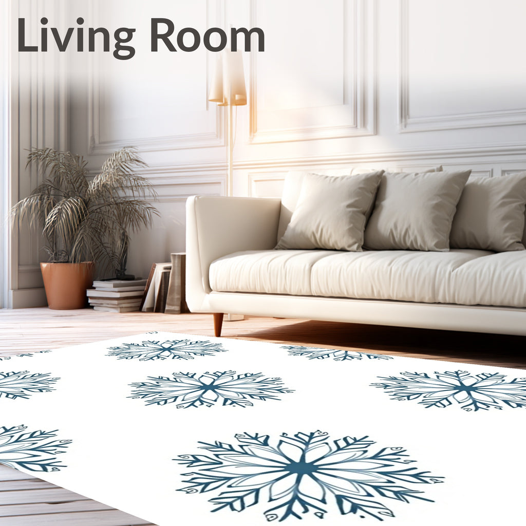 Navy Blue Snowflake Repeat Rug