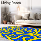 Groovy Yellow Swirls And Stars Rug