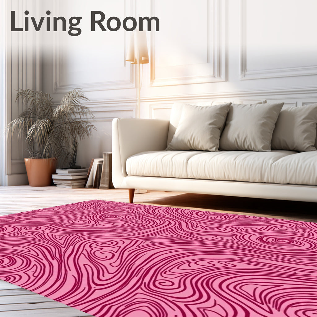 Pink Swirl Abstract Pattern Rug