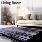 Spooky Forest Bats Silhouette Design Rug