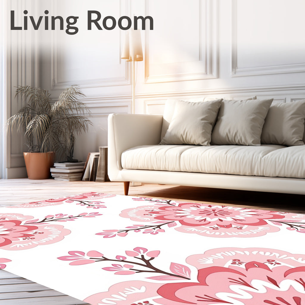 Pink Floral Medallion Pattern Rug