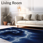 Dark Blue Abstract Swirl Pattern Rug