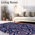 Elegant Floral Swirl Damask Pattern Rug