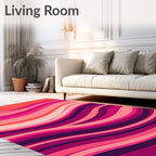 Vibrant Pink Wavy Abstract Design Rug