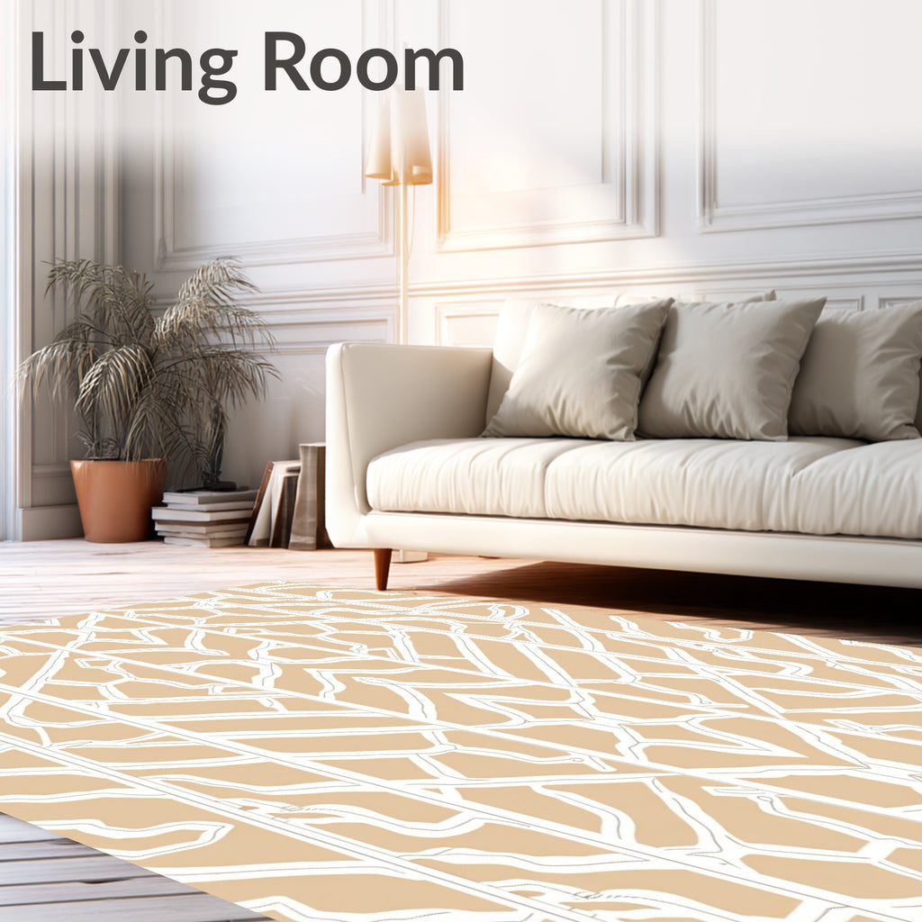 Tan Abstract Geometric Stripes Rug