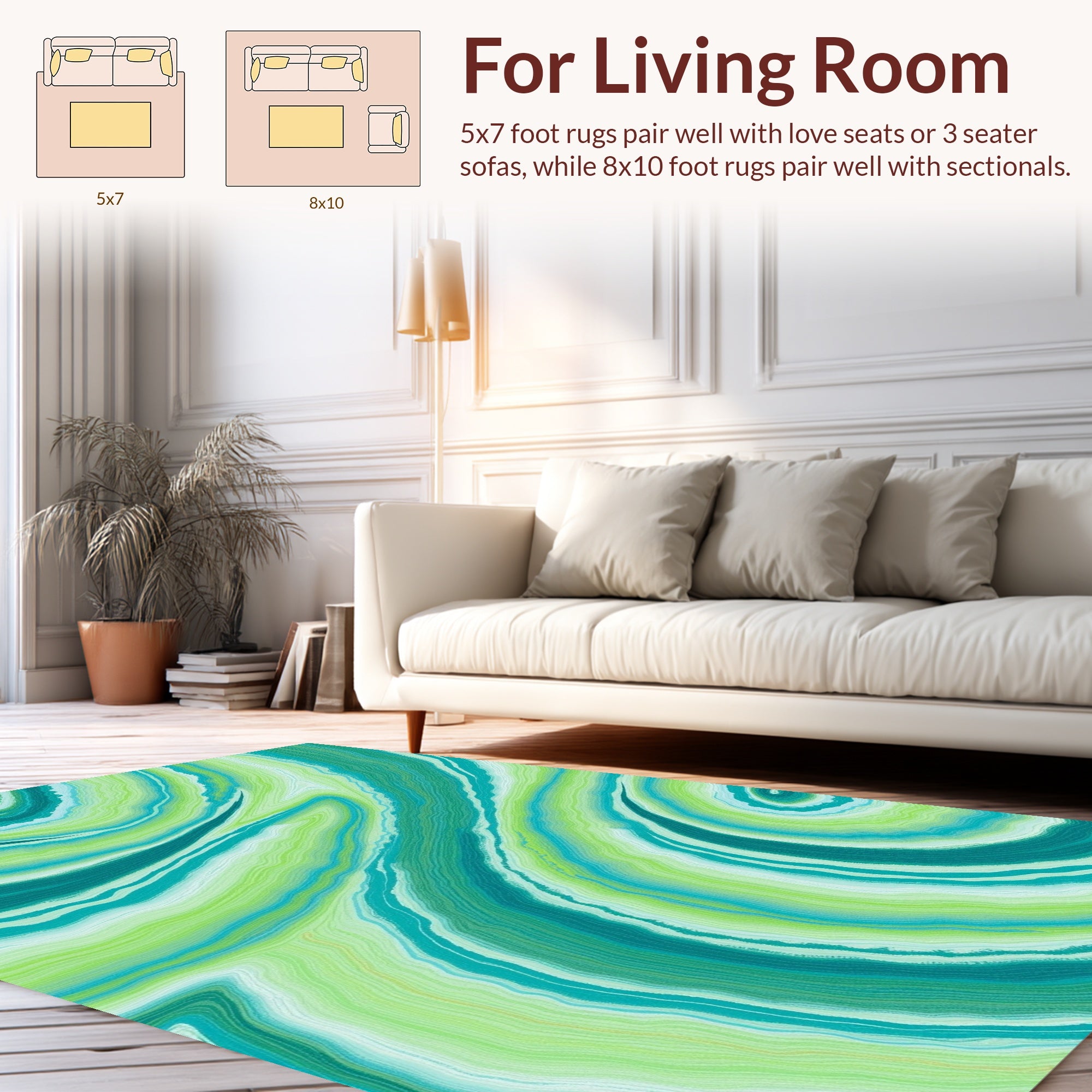 Agate Swirls Of Green And Teal Rug