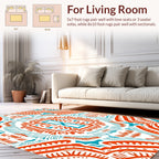 Bold Red Blue Tribal Pattern Rug