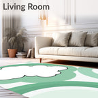Whimsical Cloud Design Mint Green Rug