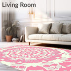 Pink Floral Mandala Pattern Rug