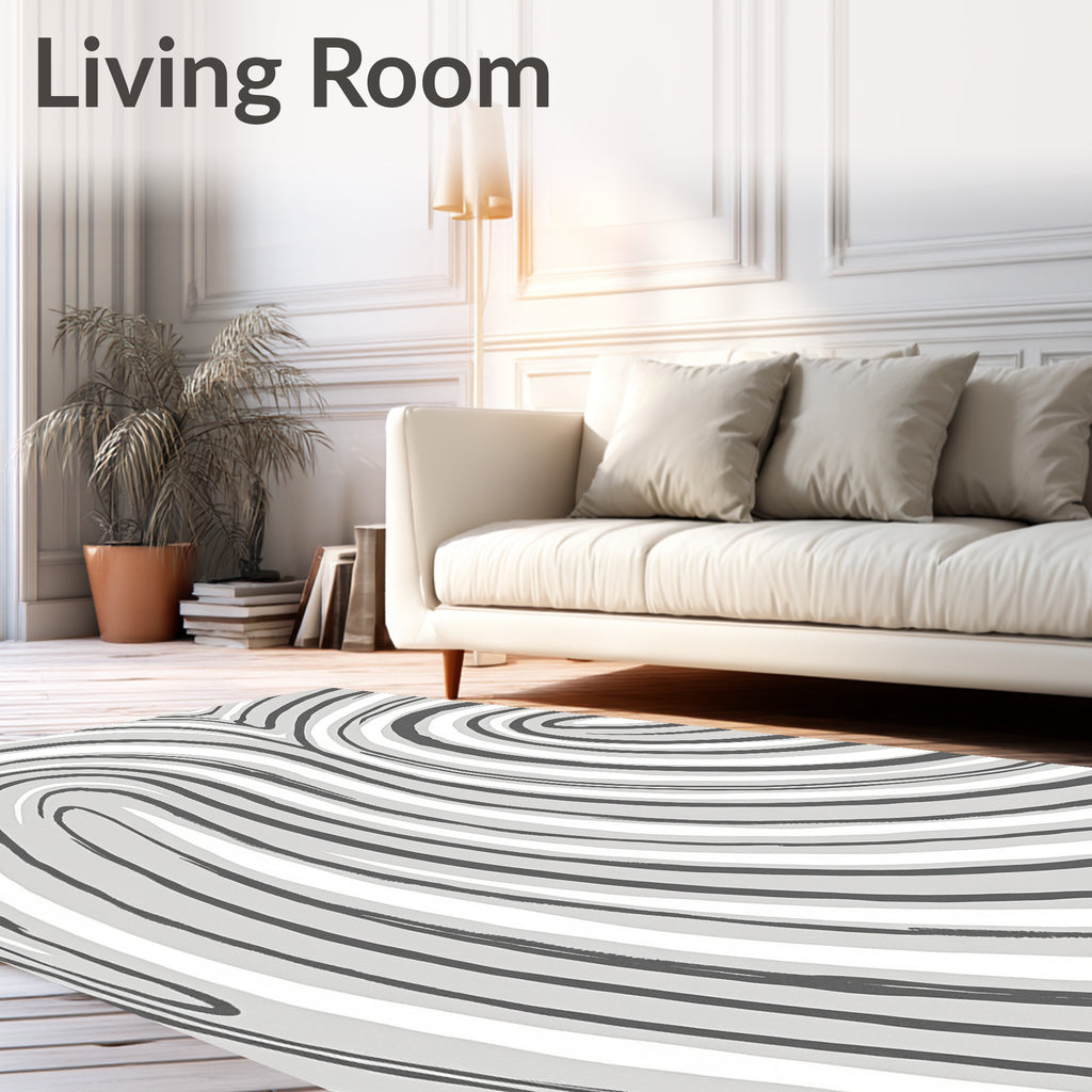 Abstract Swirling Gray Stripe Design Rug