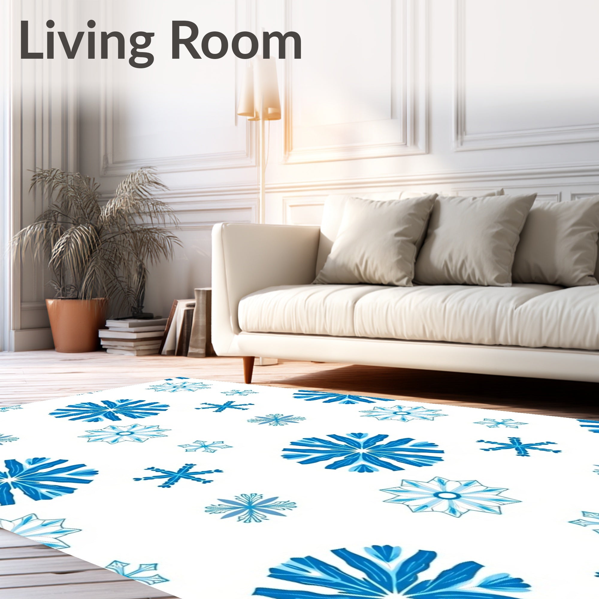 Arctic Blue Snowflake Medley Rug