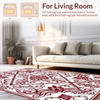 Elegant Red Scrollwork Floral Pattern Rug