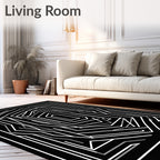 Modern Geometric Maze Line Pattern Rug