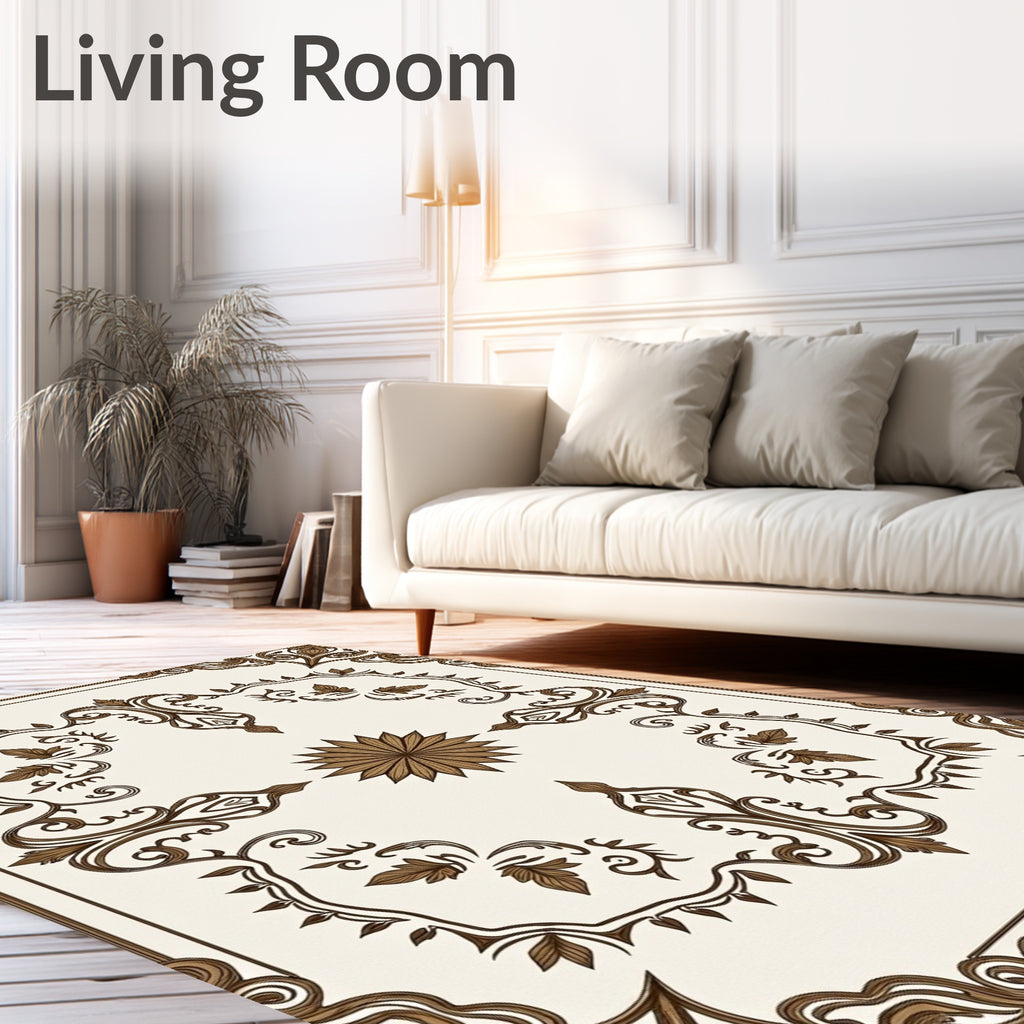 Vintage Scrollwork Floral Medallion Design Rug