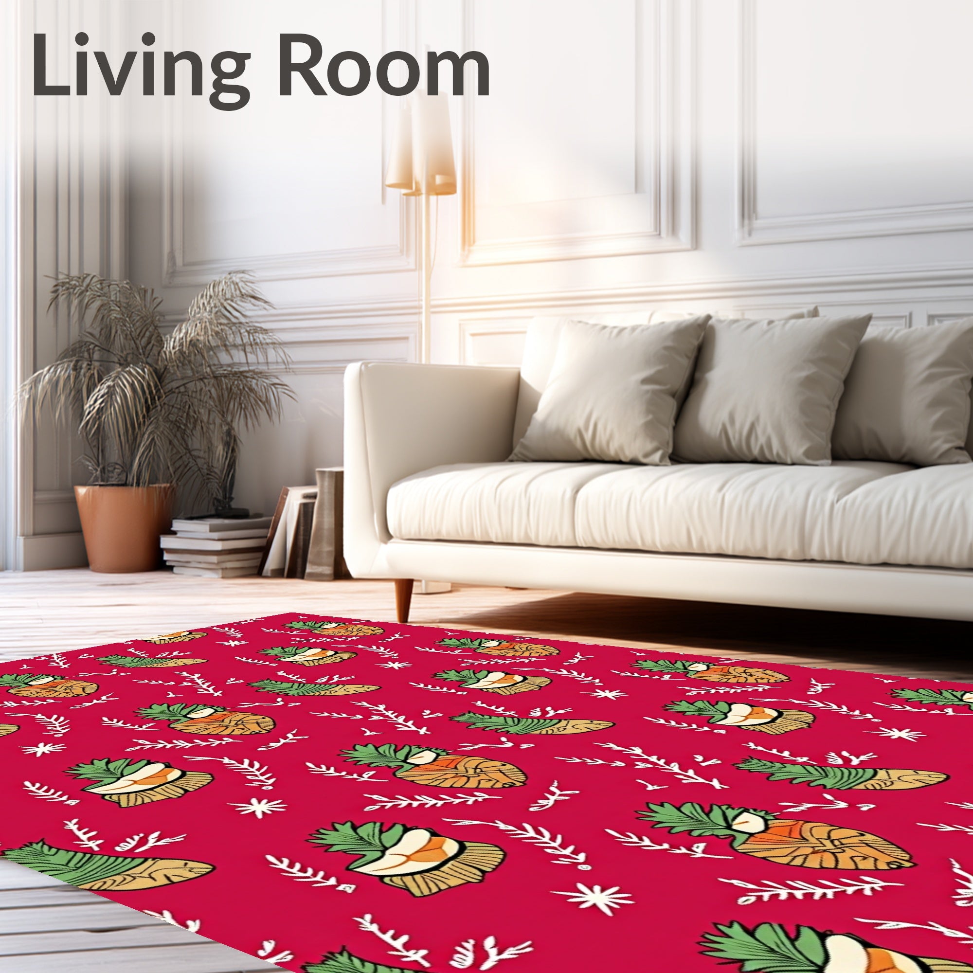 Whimsical Pineapple Fur Pattern Rug