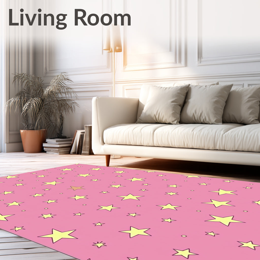 Pink Stars Pattern Design Rug