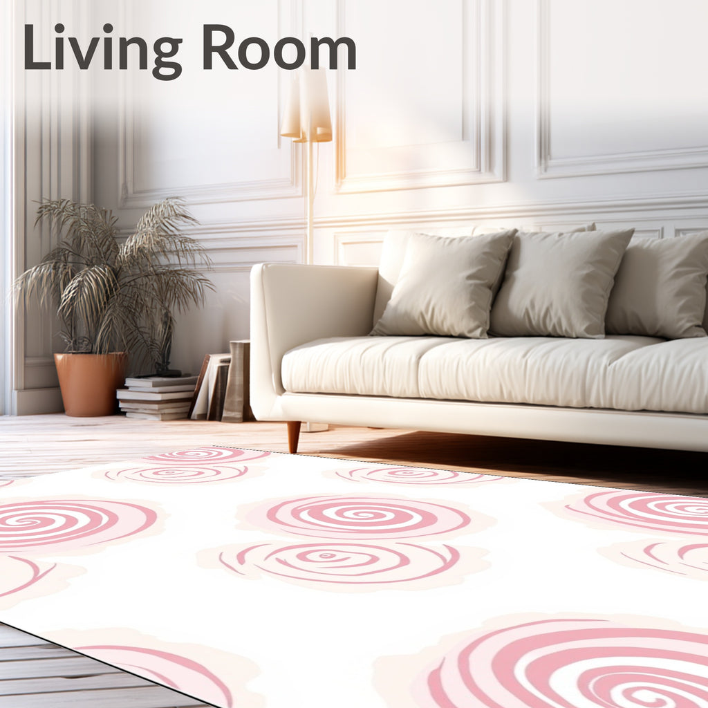 Abstract Pink Swirl Floral Pattern Rug