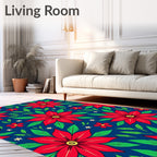 Bold Red Floral Pattern Rug