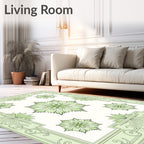 Green Spiky Floral Arrangement Border Rug