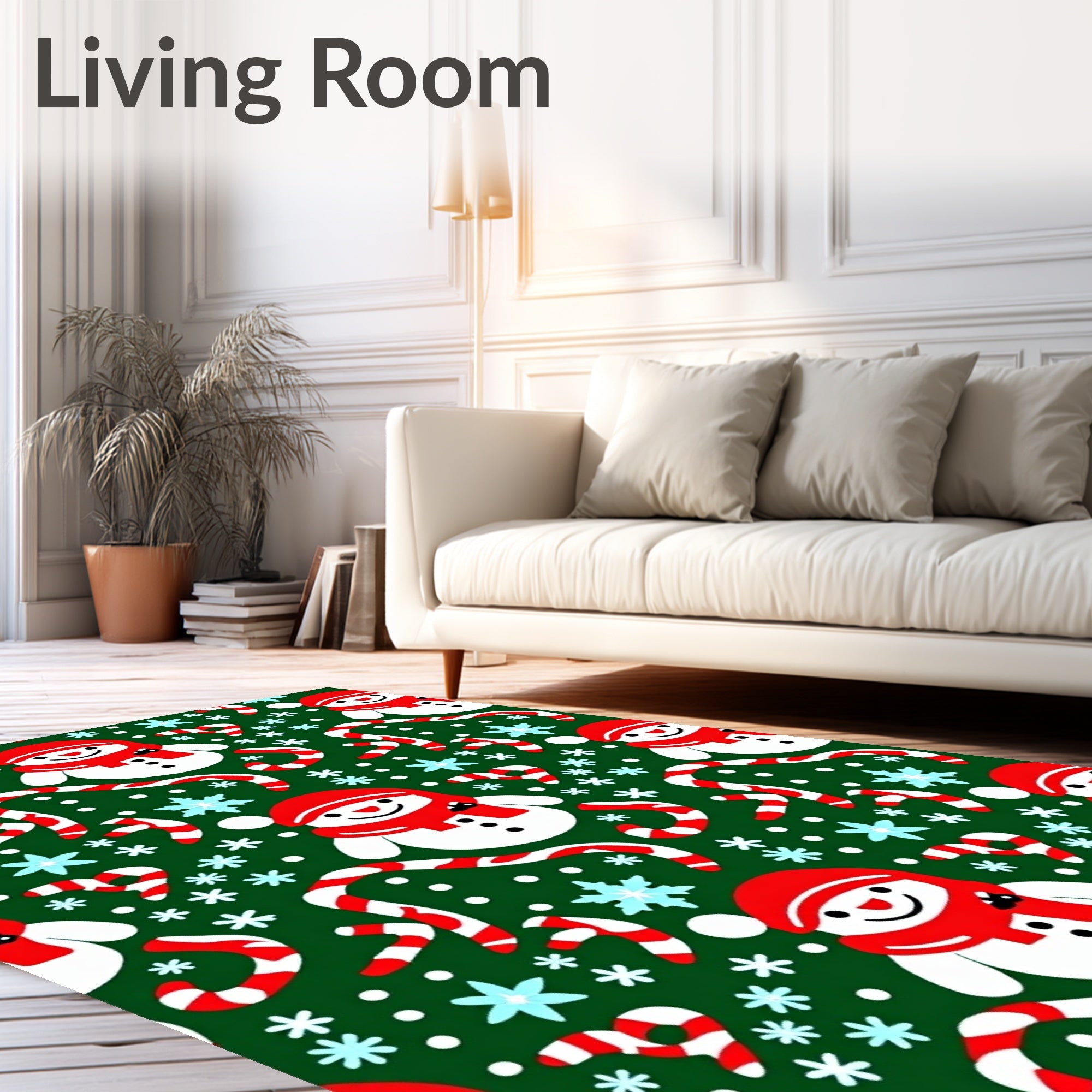 Joyful Snowman Candy Cane Snowflake Scatter Rug