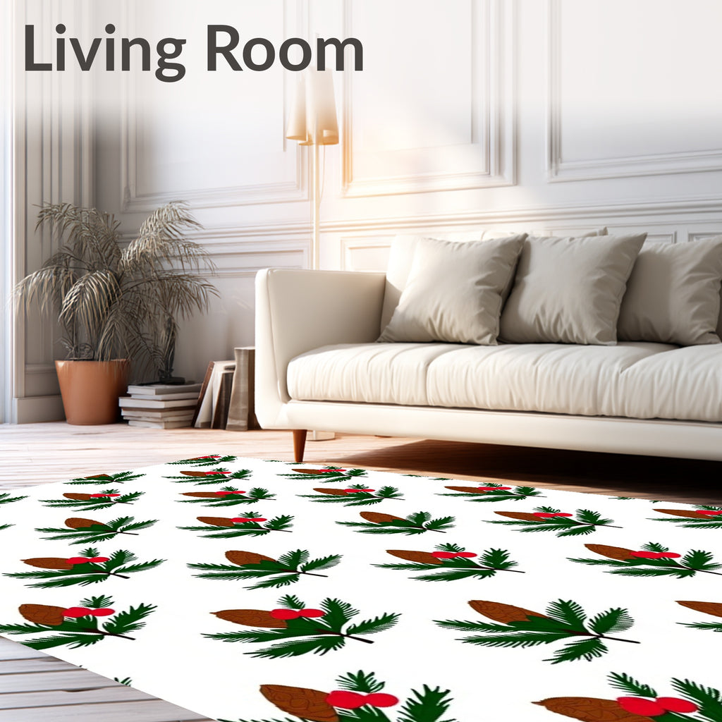 Winter Pinecone Berry Garland Rug