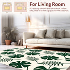 Dark Green Tropical Leaf Pattern Rug