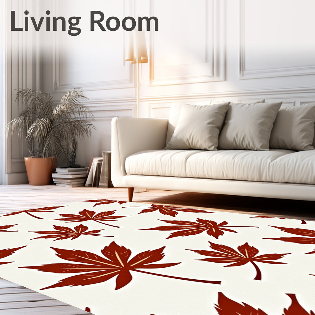 Crimson Leaf Pattern Rug