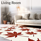 Crimson Leaf Pattern Rug