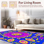 Bold Pink Yellow Mandala Pattern Rug