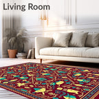 Whimsical Folk Art Village Pattern Rug