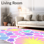 Pastel Floral Sunburst Pattern Rug