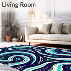 Vivid Swirling Ocean Waves Pattern Rug