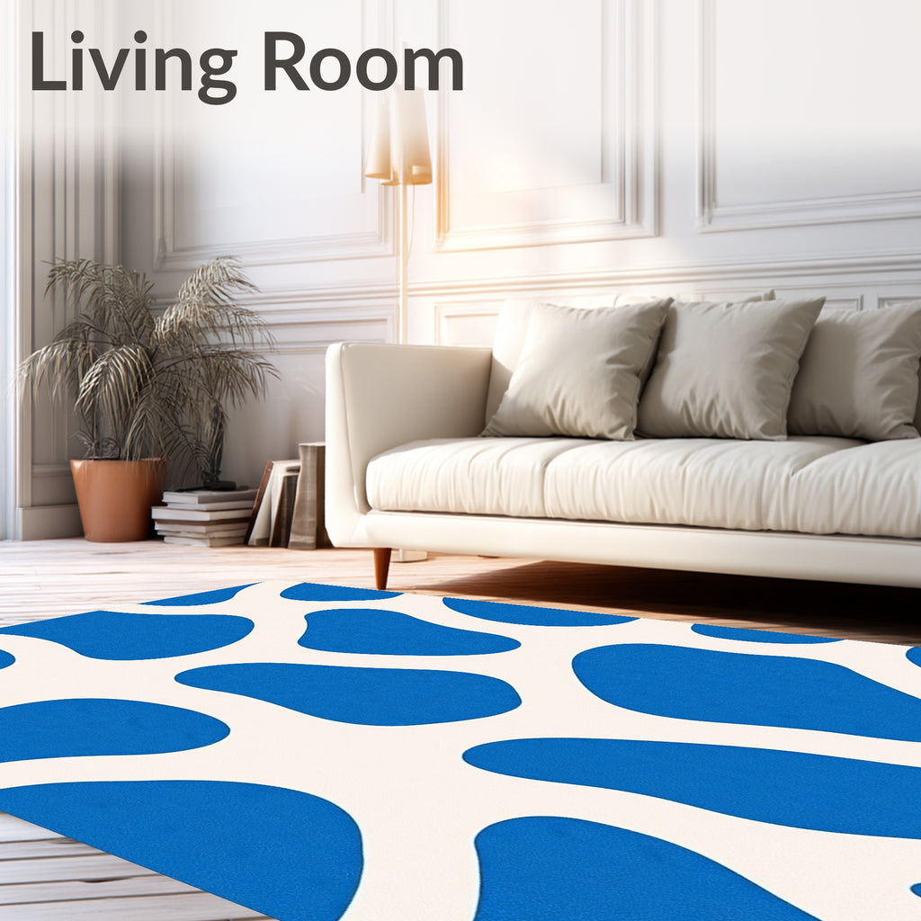 Organic Blue Cream Organic Pattern Rug