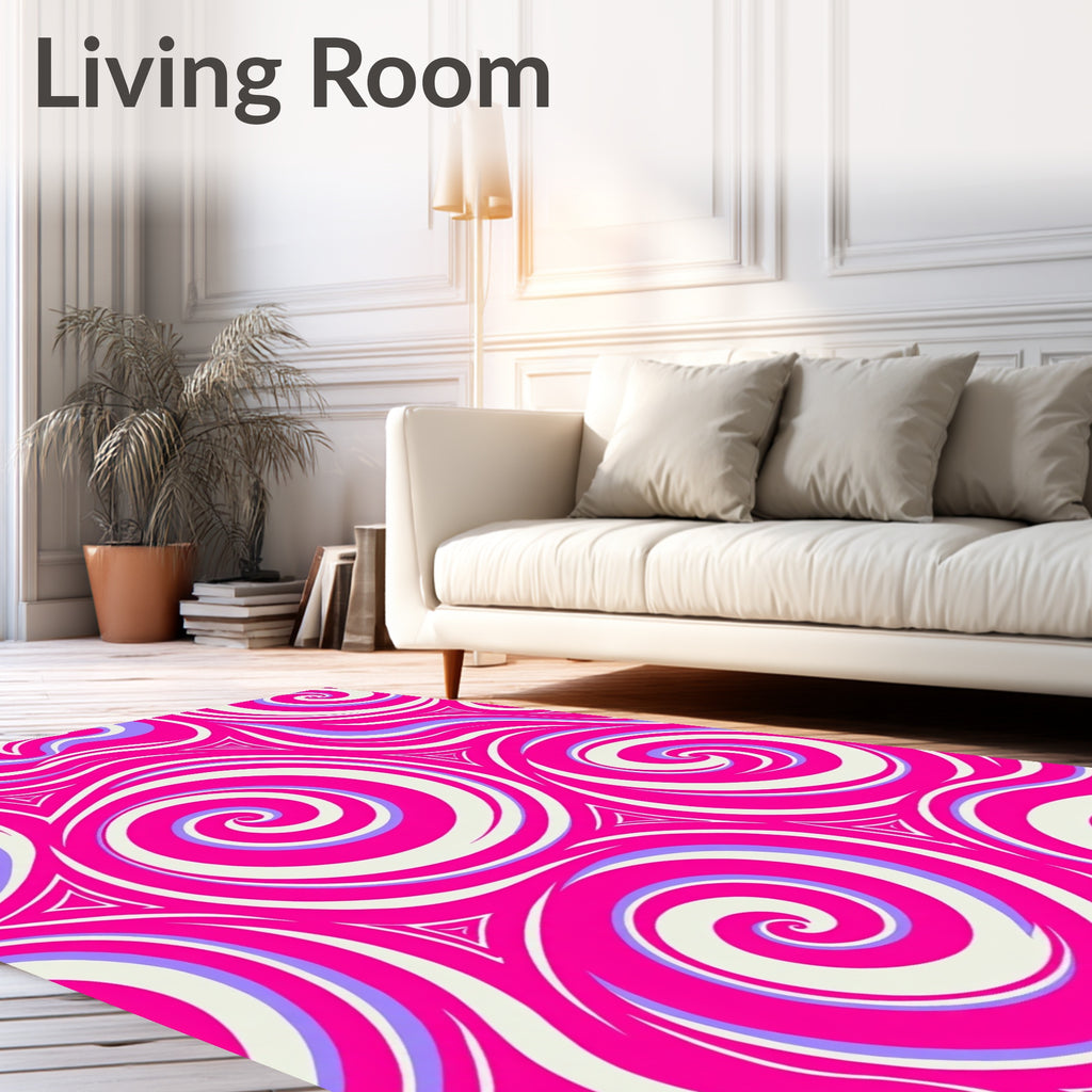 Vibrant Pink Swirling Geometric Pattern Rug