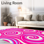 Vibrant Pink Swirling Geometric Pattern Rug
