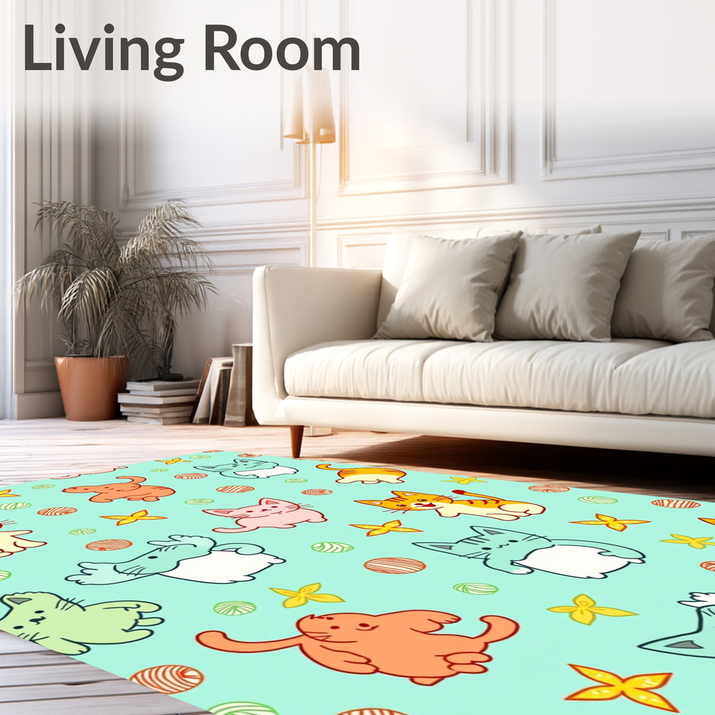 Cute Cats And Stars Pattern Rug