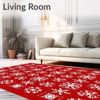 White Snowflakes On Red Background Design Rug