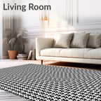 Classic Houndstooth Black White Pattern Rug