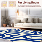 Bold Blue Swirl Abstract Pattern Rug