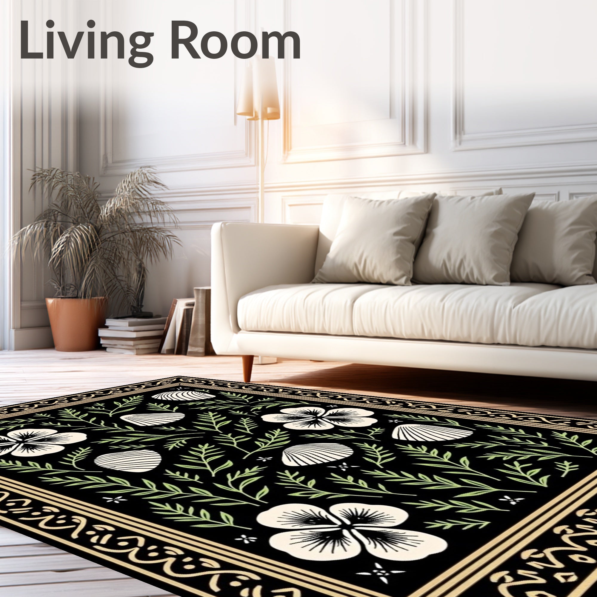 Shell Floral Botanical Patterned Rug
