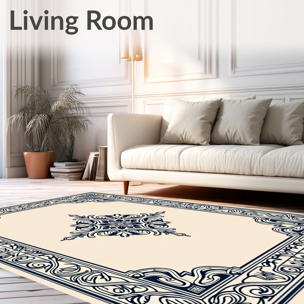 Elegant Ornamental Border Design Rug
